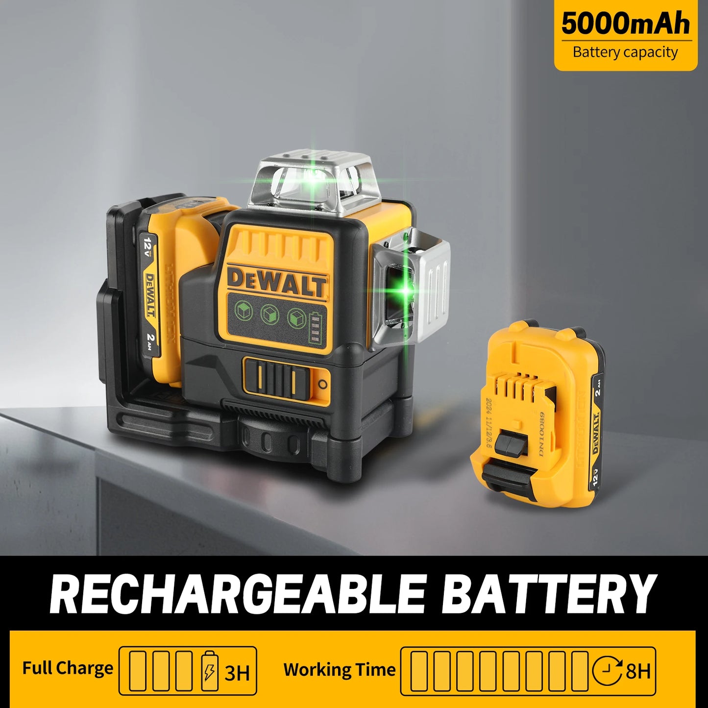 DeWalt DW089LG 12V 360° Green Laser Level – Triple 360° Line Layout with Lithium Battery