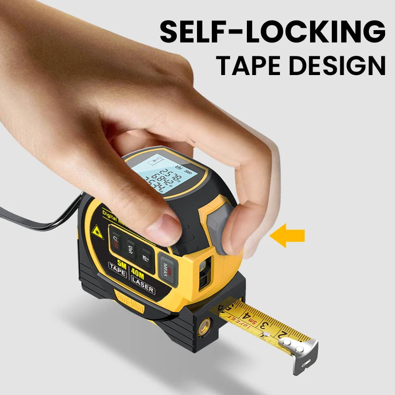 3-in-1 Laser Tape Measure | Digital Rangefinder with Steel Tape – High Accuracy Tool for Pros