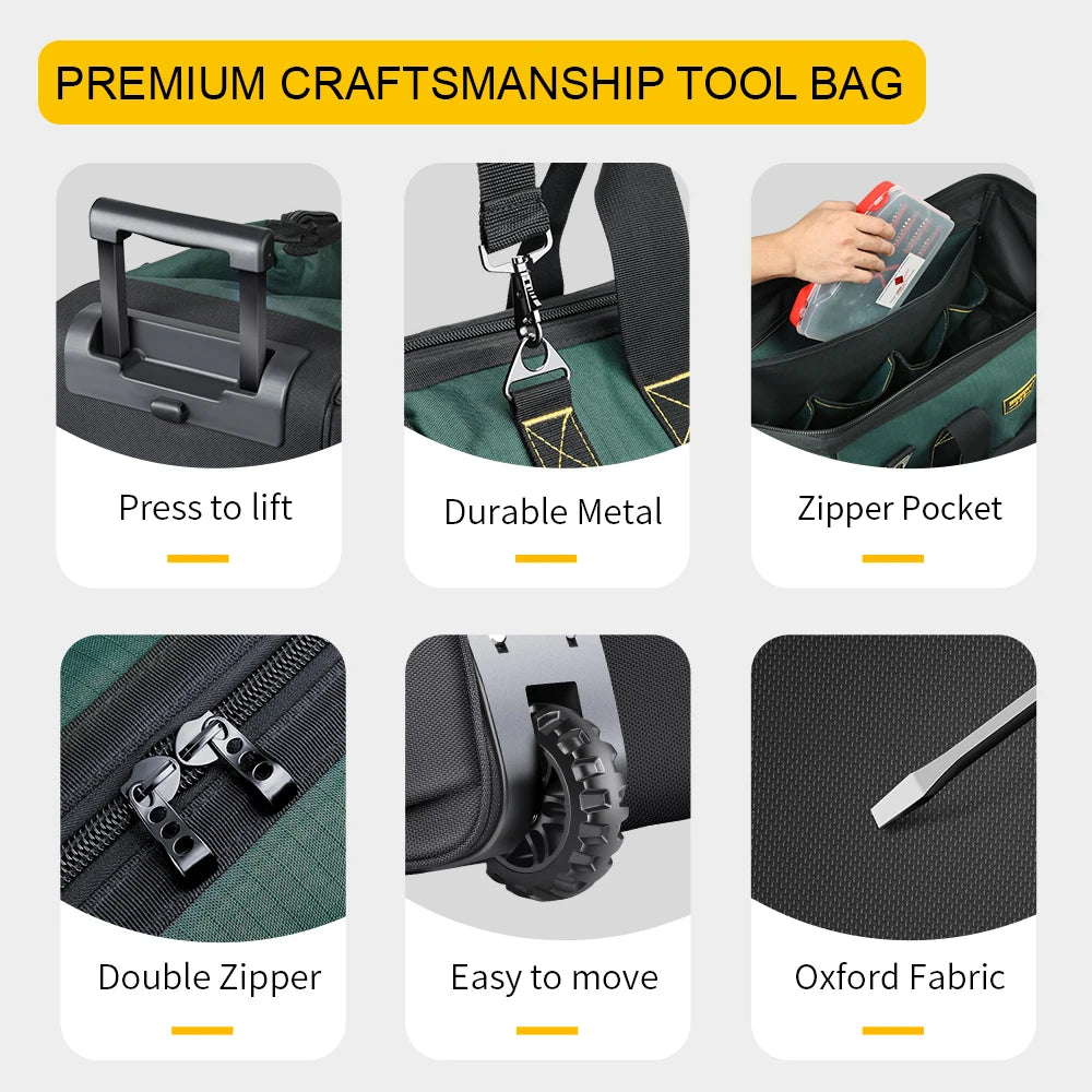 Heavy-Duty Rolling Tool Bag – Large Capacity with Durable Wheels