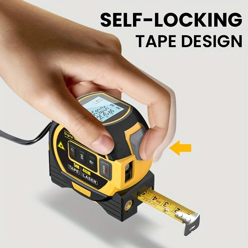 3-in-1 Laser Tape Measure | Digital Rangefinder with Steel Tape – High Accuracy Tool for Pros