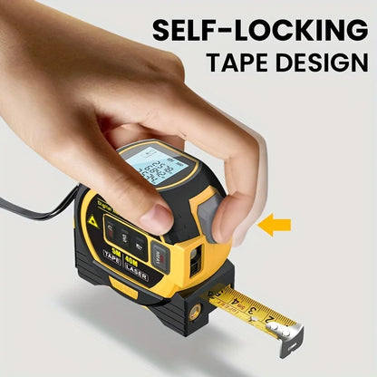 3-in-1 Laser Tape Measure | Digital Rangefinder with Steel Tape – High Accuracy Tool for Pros