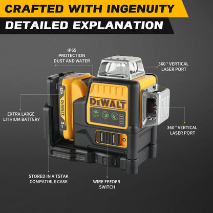 DeWalt DW089LG 12V 360° Green Laser Level – Triple 360° Line Layout with Lithium Battery