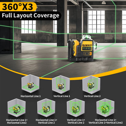 DeWalt DW089LG 12V 360° Green Laser Level – Triple 360° Line Layout with Lithium Battery